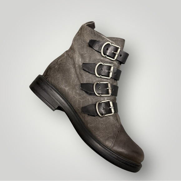 MIZ MOOZ - Leather Buckle Straps Ankle Boots Crescent - Gray - EU 37 US 6.5 - 7 - Picture 6 of 12